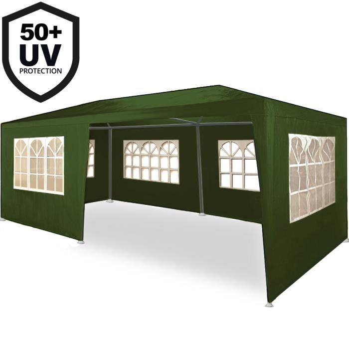 Tonnelle de jardin Rimini vert 3x6m Barnum Pavillon extérieur avec 6 parois Réception