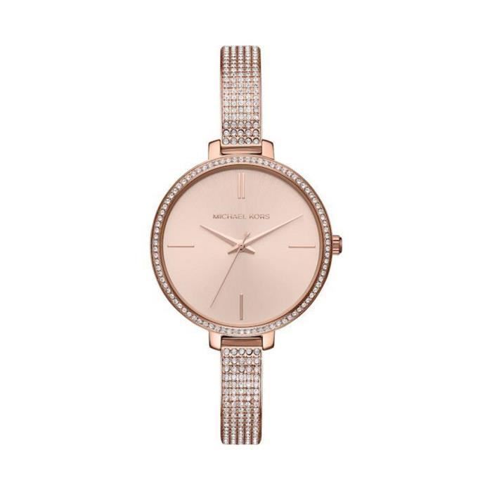 Michael Kors montre femme bracelet acier strass zirconium brillant ronde fond acier or rose MK3785