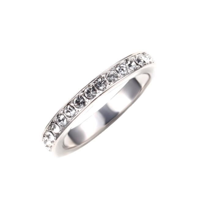Bague Alliance orné de cristal de Swarovski Blanc