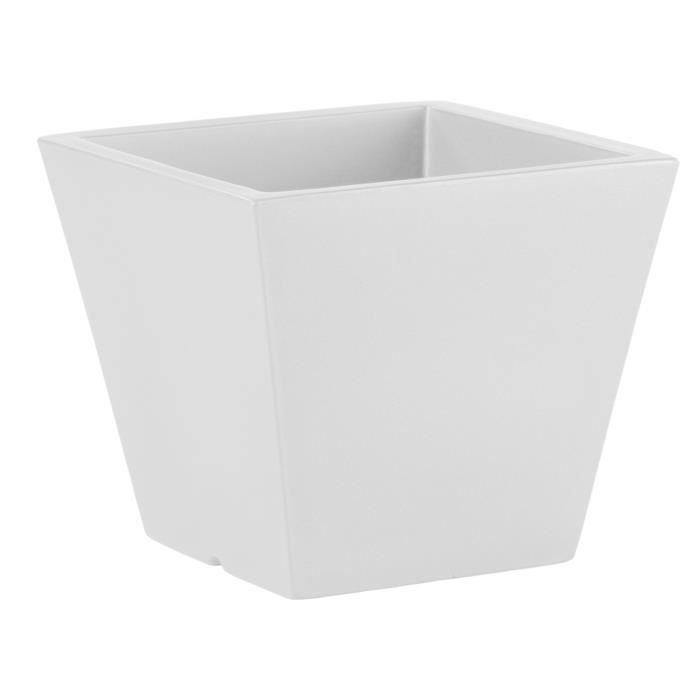 PLASTIKEN Pot de fleurs conique base carrée rotomoulé The one - 28 x 28 x 36 cm - Blanc