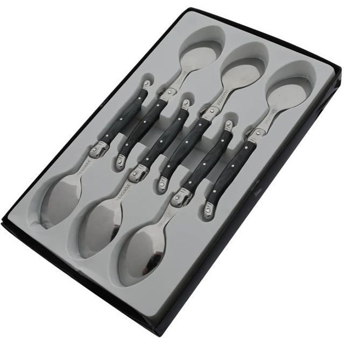 PRADEL EXCELLENCE Boîte de 6 cuillères à café Laguiole - Postiche gris - Acier inoxydable