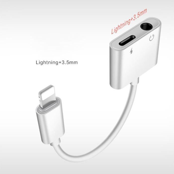 Lightning Adapter 2 In 1 Headphone Jack Splitter Audio Cable Durable For iPhone 7 8 X (style: Foudre à 3.5mm)