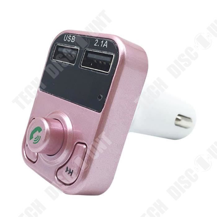 TD® Transmetteur de Voiture FM- Double USB Bluetooth 4.1- Chargeur Kit mains libres voiture Transmetteur FM Lecteur MP3-Or Rose