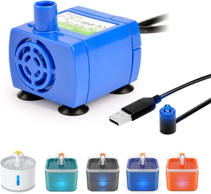 Comparer les prix de Pompe de Fontaine à Chat Chien avec LED, Pompe à Eau Submersible pour Animaux de Compagnie