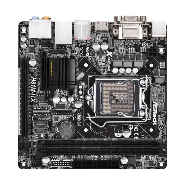 Carte mère ASRock H81M-ITX Intel H81 LGA 1150 2xDDR3 16GB Mini-ITX - Asrock