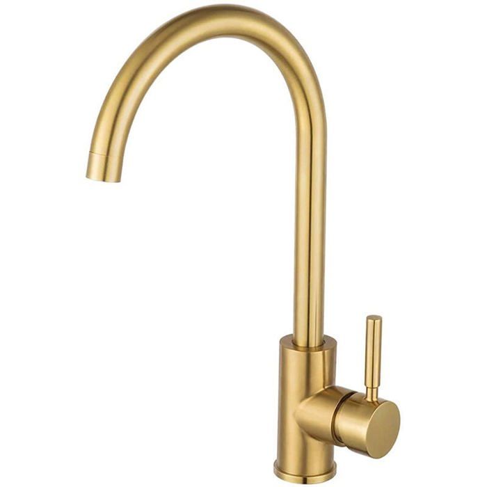 Robinet - LARGEIGHT - Bec Haut - Acier Inoxydable - Doré - Monotrou