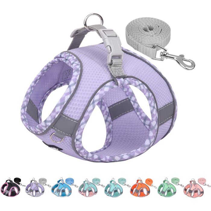 Comparer les prix de Harnais pour Petit Chien,Harnais Anti-Traction pour Chat avec Laisse,Harnais réglable pour Chien,Gilet d'extérieur Chiens Violet