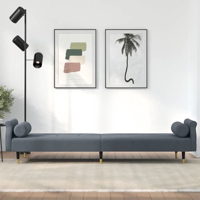 Remise CLIC-CLAC Canapé Lit Convertible 2 Places avec coussins gris foncé velours JILIMAISON2025 1533841