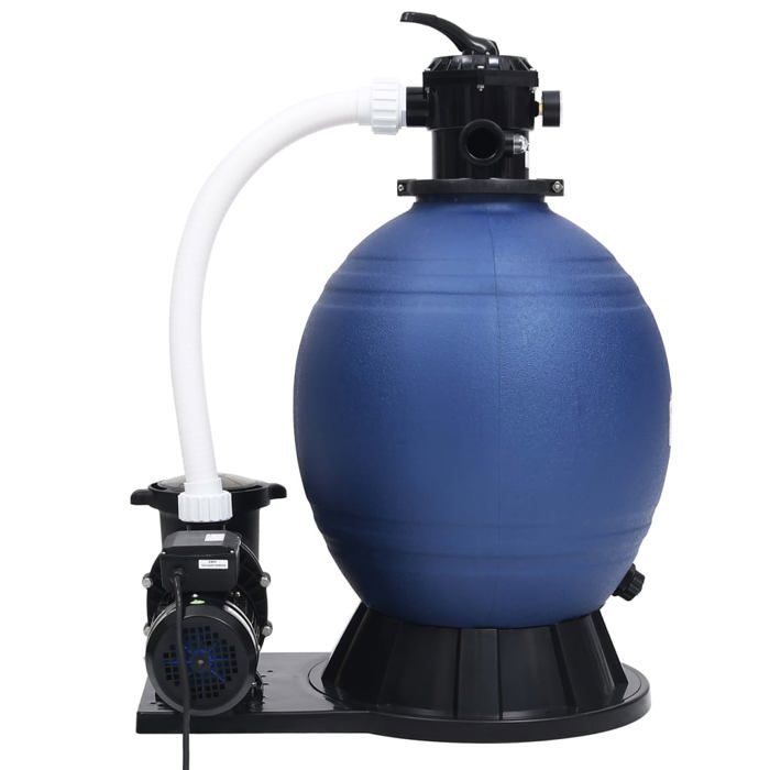 VENTE-FLASH Filtre à sable avec vanne 7 voies et pompe 1000 W Bleu et