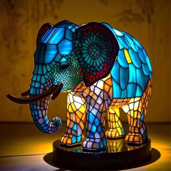 Lampe de table animal en résine teintée veilleuse de bureau rétro cadeau de Noël elephant