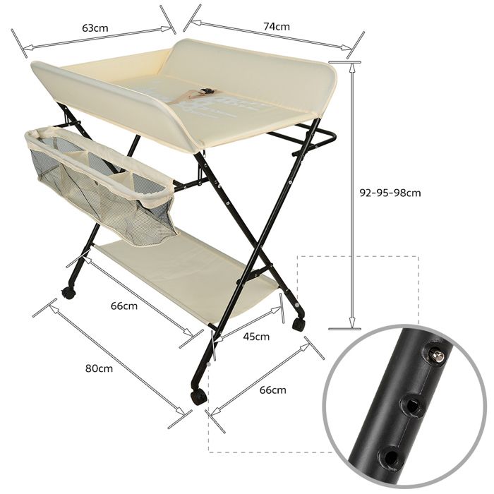 MIPAN.Table à Langer Pliable - Station à langer pour bébé portable - Avec Panier de Rangement - Max:25kG - Jaune