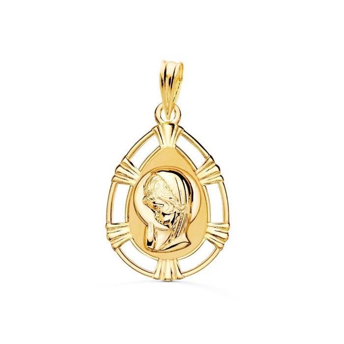 Inmaculada Romero Médaille Vierge Première Communion Or 9k Bicolore 16 Mm Avec Zircone – Bijou Fille Élégant