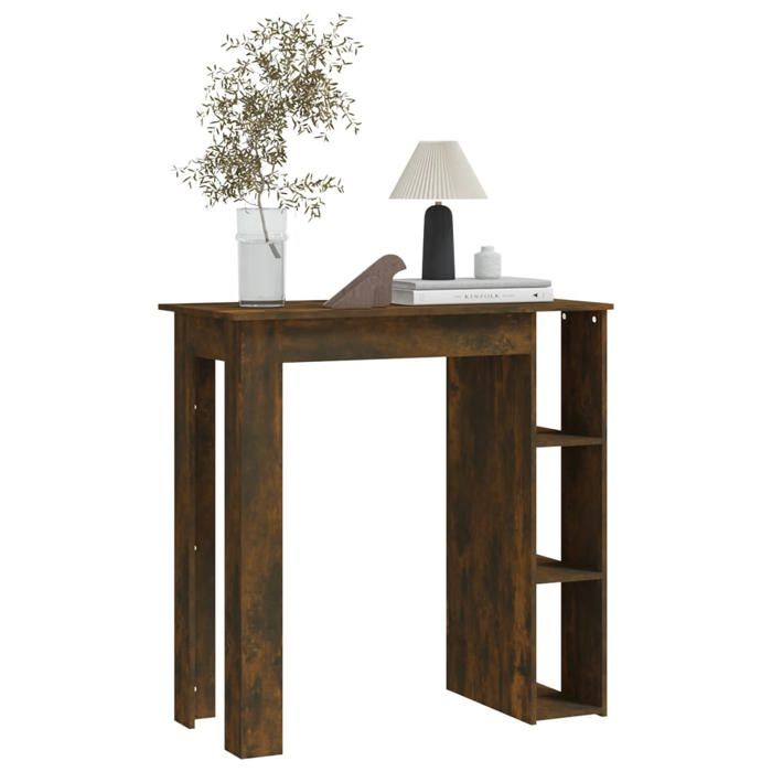 Table cuisine CLOUD Brun Table de bar - Pour 2 personnes - avec étagère - chêne fumé bois dingénierie tt171