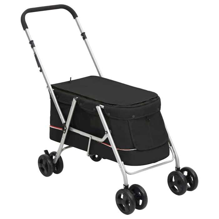 Noir Poussette pour chiens - CLOUD - Transporteur pour animaux - pliante Noir 100x49x96 cm Tissu de lin A2809