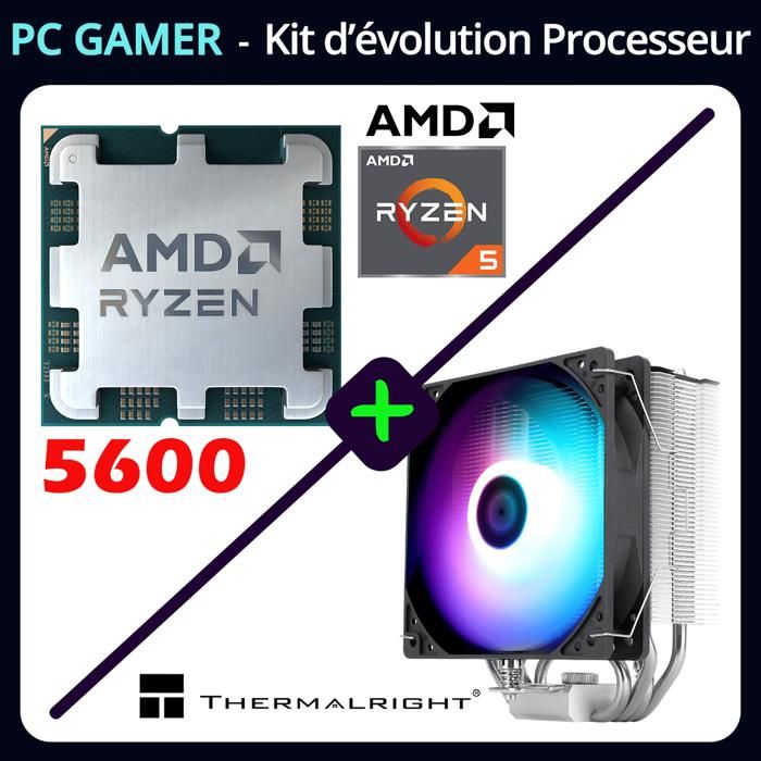 Processeur AMD Ryzen 5 5600 + Thermalright X120R SE ARGB Socket AM4 Upgrade Processeur pour PC Gamer