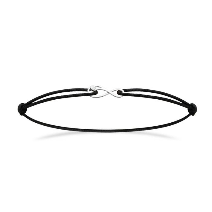 Bracelet Brillaxis infini en argent rhodié - cordon ajustable 18 cm