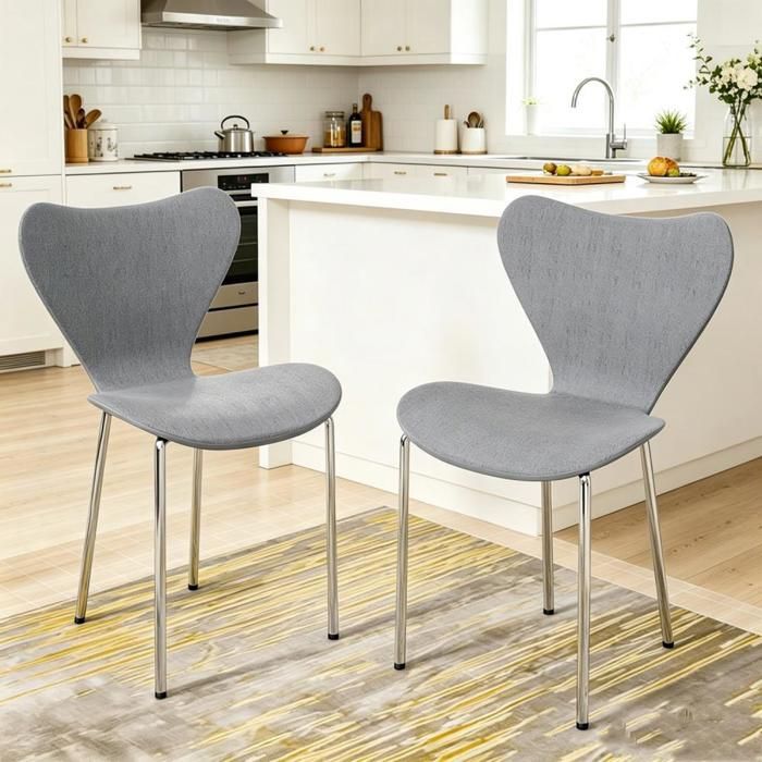 VIVOLILV Lot de 2 Chaises de Salle Manger GrisScandinaveEmpilableChaises de Cuisine Siège en PP Plastique45x42x825 cm