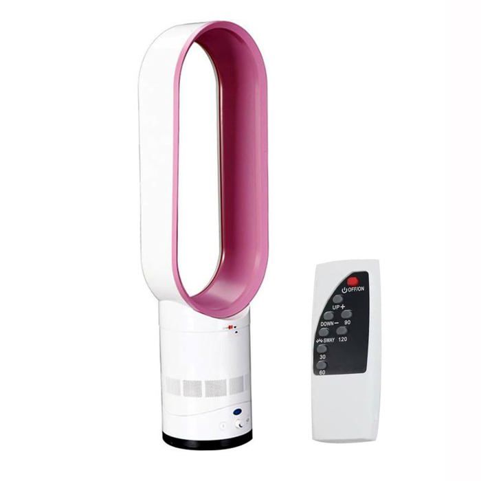 Ventilateur Tour Sans Pales - 40cm Télécommande Silencieux - Oscillation 90° - Chambre pièce bureau - Rose