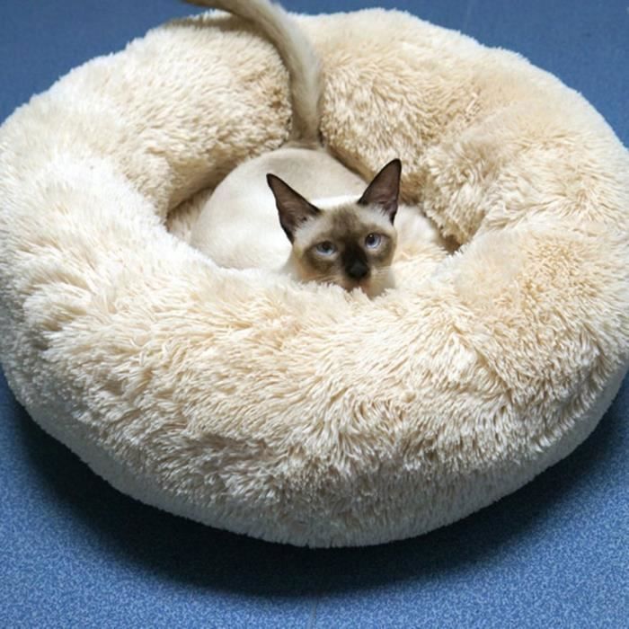 50cm chenil de Lit confortable super doux pour animaux de compagnie en peluche douce Chien Chat S beige Coussin Couchage