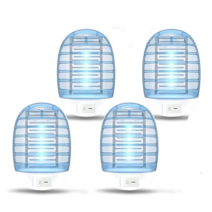 Lot de 4 Lampe Anti Mouche UV Electrique - Blanc Tueur Insectes Cuisine Chambre Salle Manger - Piège Moustiques Intérieur - ALURRA