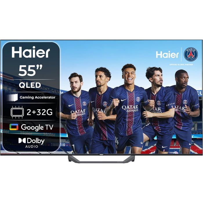 S81FUX TV QLED 55 Pouces 4K UHD Google TV Dolby Audio HDR10 Assistant Google Bluetooth 5.1 Gaming Accelerator 4 HDMI 2.1