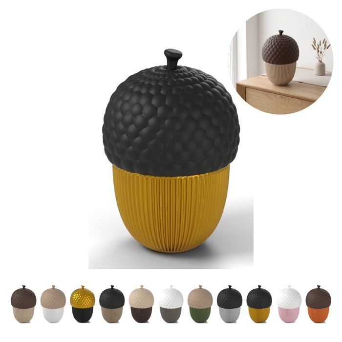 Boîte décorative Gland env. 11 6 cm chapeau à visser PLA - Or soyeux