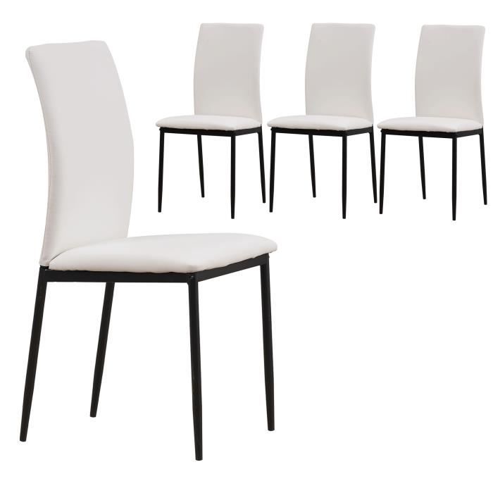 ensemble de 4 chaises de salle à manger albatros capri - design italien noble - revêtement en similicuir - blanc
