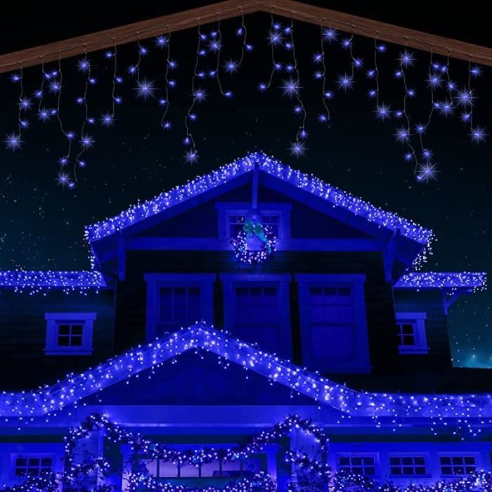 Guirlande lumineuse 18 m 180 LED Bleu et 8 jeux de lumière - Guirlandes  lumineuses pour extérieur - Décomania