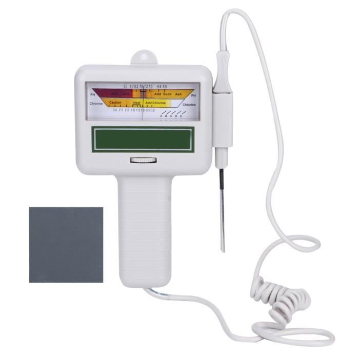 Testeur Qualité Eau Piscine - PH Et Chlore Résiduel, Portable, Écran Numérique, Piles AA
