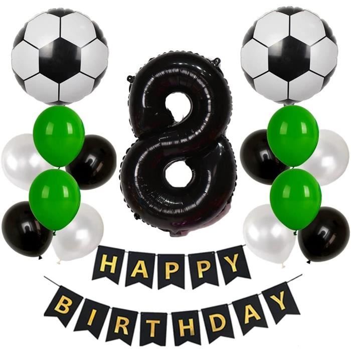 Décoration de 8e anniversaire - Ballon de football - 8 ans - Noir