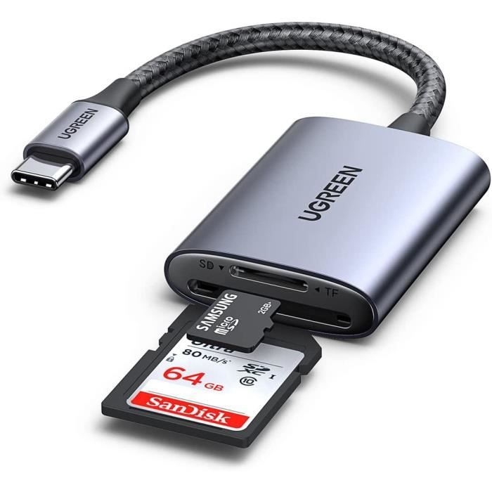 Lecteur de Carte SD USB C Adaptateur de Carte SD Micro SD en Aluminium  5Gbps Accès Simultané à 2 Cartes Max 2To Compatible A112 - Cdiscount  Informatique