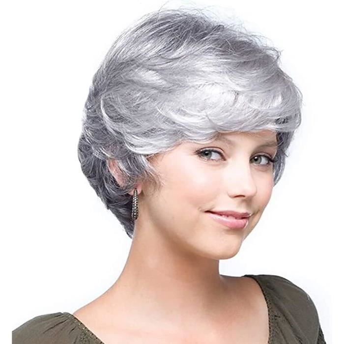 Perruque femme courte grise best sale
