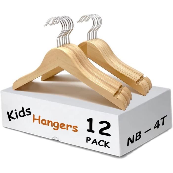 10x Cintres Enfant En Bois - Porte-vêtements Bébé Avec Forme Épaule