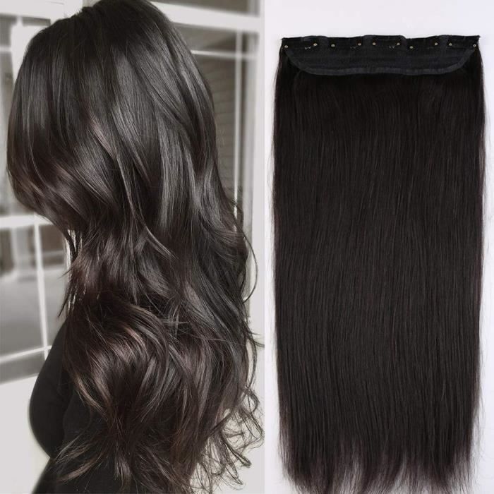 Extension Cheveux,No624, Clip Naturel Monobande Une Pièce 3/4 Head Maxi  Volume Rajout 100% Vrai Humain #1b Noir Naturel 45 Cm (90g) - Cdiscount Au  quotidien
