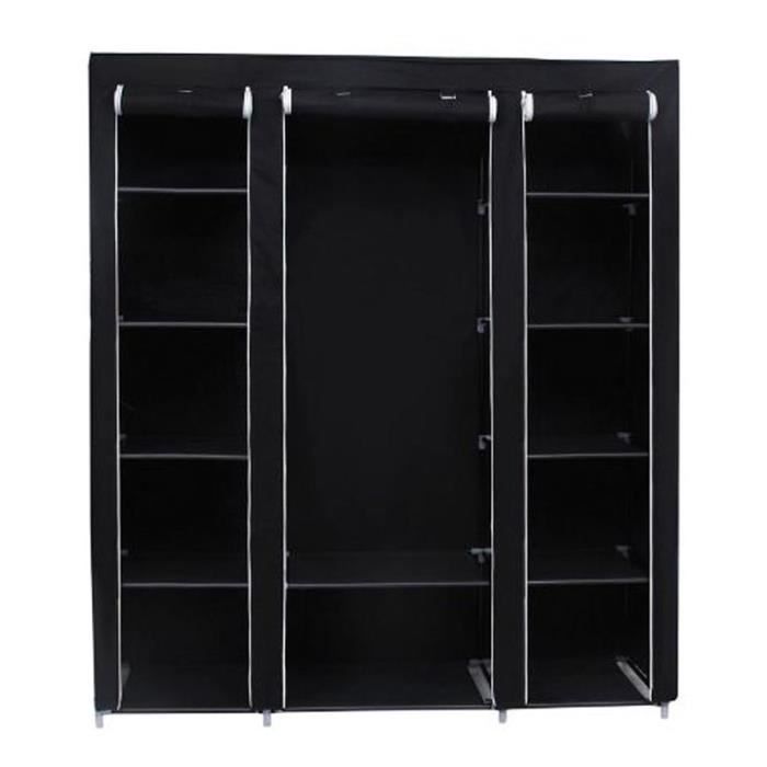 Goddess-Noir Armoire de Rangement Penderie de Vêtement Pliable