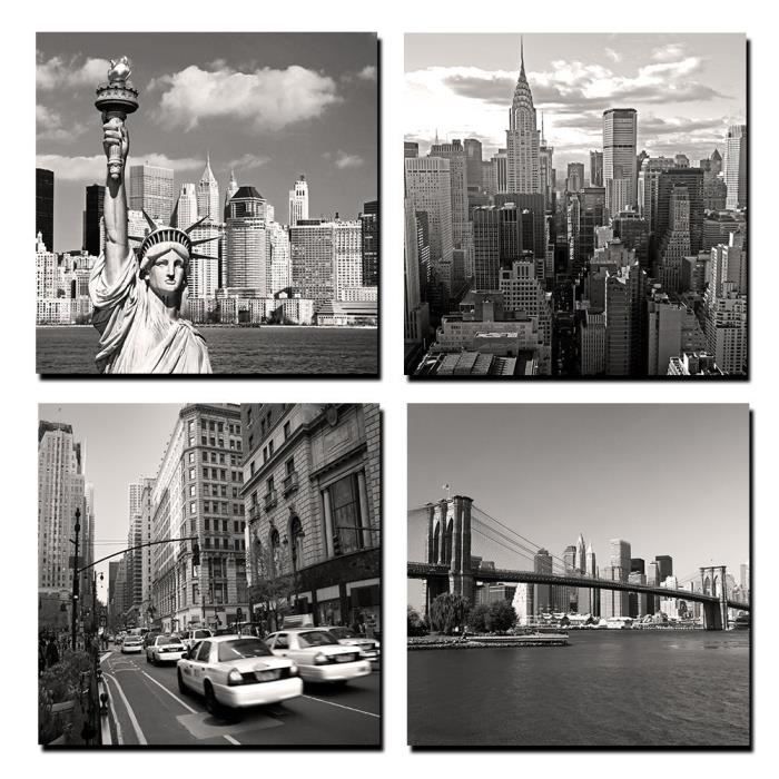 4 Pcs New York Symbole de La Ville Peinture Wall Art Image Imprimer sur  Toile Moderne Giclée Peinture Art(pas étiré pas encadré) - Achat / Vente  tableau - toile - Cdiscount