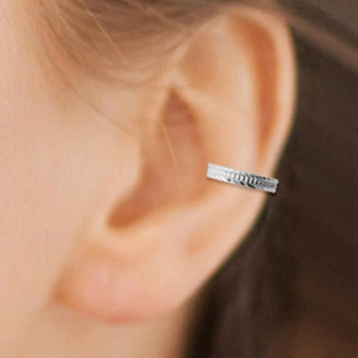 Bague D'Oreille 3 Rangs - Argent Massif 925 Rhodié, Garanti Sans Nickel, Pour Femme - Neuf