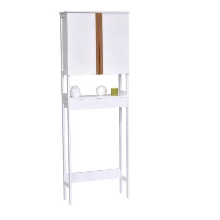Meuble Wc Aztec Blanc Bois Bambou Achat Vente Armoire De