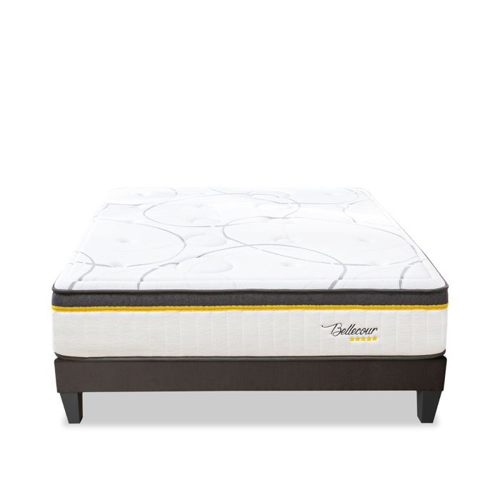 BELLECOUR LITERIE Ensemble Bellecour 3.0 140x200 cm Matelas Ressorts ensachés + Sommier Bois