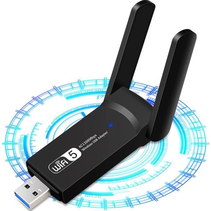 Adaptateur USB WiFi pour PC de bureau, 1200 Mbps USB 3.0 WiFi double bande  avec antenne à gain élevé 2,4 GHz-5 GHz, dongle Wi[L108] - Cdiscount  Informatique
