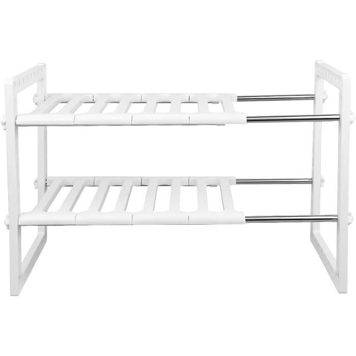 Organisateur Sous Évier 2 Niveaux LANTUS - Extensible 38-70cm - Plastique/Acier