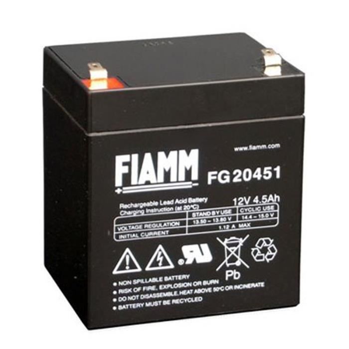 Batterie Au Plomb-gel Fiamm 6V 4.5Ah - Technologie AGM Sans Entretien - Pour Alarmes, éclairage De Secours, Jouets électriques - 2