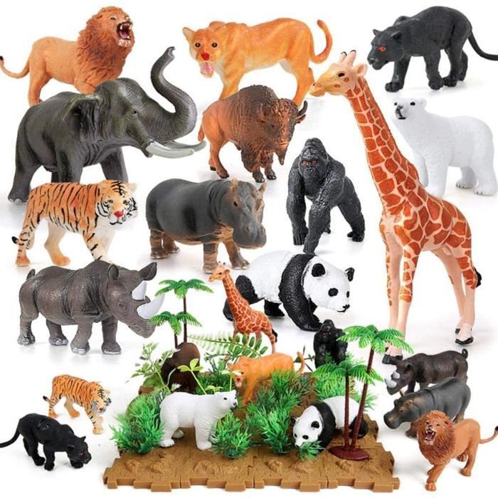 lot de 24 Figurines en Plastique modèles d’Animaux Sauvages pour Jouer Garçons et Filles Cadeaux d’Anniversaire Lot Kermesse Piñata Jouets Animaux Figurines dAnimaux de la Jungle Lot pour Enfants 