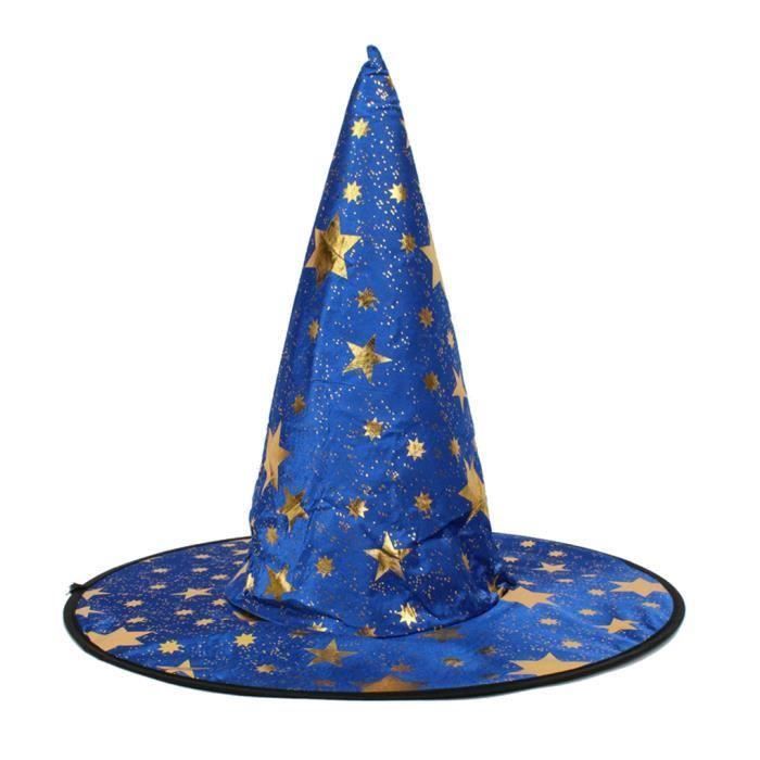 Chapeau De Sorcier Sorcière Étoiles Halloween Décoration Les Costumes  Déguisement Couleur Bleu - Cdiscount Jeux - Jouets