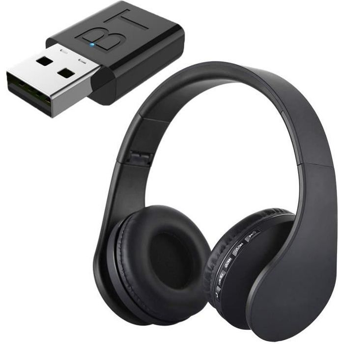 Casque audio Casque TV sans fil avec adaptateur sur l'oreille casque  Bluetooth casque pliable écouteur réglable avec micro - Black - Cdiscount TV  Son Photo