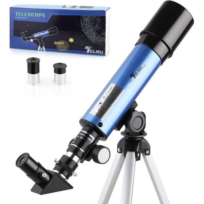 H 12,5 mm et H 20 mm TELMU Télescope Astronomique oculaire Cadeau pour débutants et Enfants F60050M/5 Télescope réfracteur avec 45 ° Miroir Diagonale et Red Dot Observer 