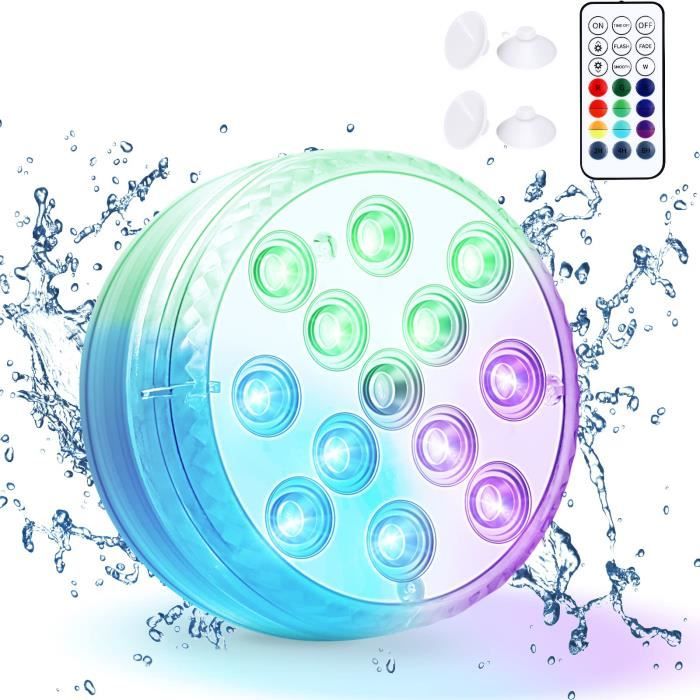 Piscine Vase 1 Pièce Décorations Aquarium Lumières de Baignoire Étanche pour Jardin 16 Lumières Sous-marines Multicolores 13 Perles LED avec Télécommande RF Innedu Lumière LED Submersible 