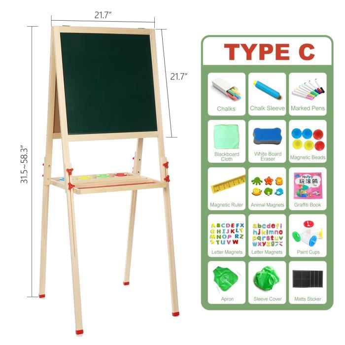 Tableau Multifonctions Double Face Enfant Avec Accessoires - Leomark Tableau Magnétique Bois