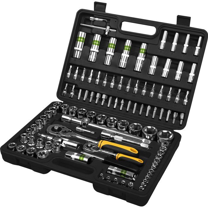Fieldmann Jeu de clés a douille - FDG 5001-108R - 108 pieces - Douilles 1/4 et 1/2 - Mallette de rangement
