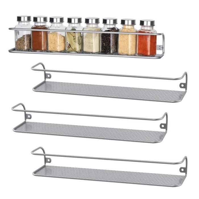 Nex Lot De 4 Etageres Murales Pour Vernis A Ongles Argente Achat